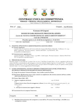 Bando Di Gara 2021