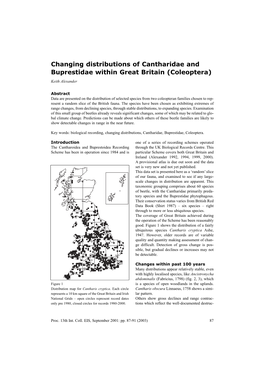 Changing Distributions of Cantharidae and Buprestidae Within Great Britain (Coleoptera) Keith Alexander