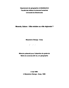 Moanda, Gabon : Ville Minière Ou Ville Régionale ?