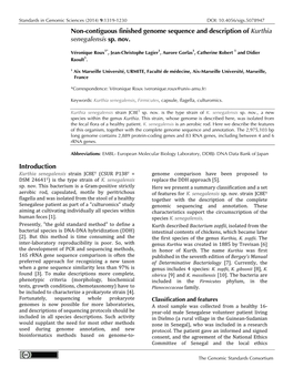 Non-Contiguous Finished Genome Sequence and Description of Kurthia Senegalensis Sp