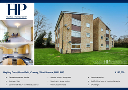 Hayling Court, Broadfield, Crawley, West Sussex, RH11 9HE £190,000