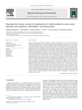 Hyperspectral Remote Sensing of Cyanobacteria in Turbid Productive Water Using Optically Active Pigments, Chlorophyll a and Phycocyanin