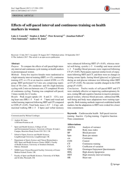 Effects of Self-Paced Interval and Continuous Training on Health Markers in Women