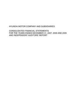 Hyundai Motor Company and Subsidiaries Consolidated