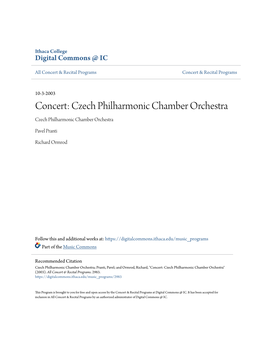 Concert: Czech Philharmonic Chamber Orchestra Czech Philharmonic Chamber Orchestra