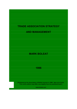 Trade Association Strategy and Management