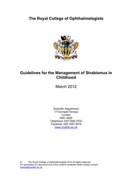 Guidelines for Management of Strabismus in Childhood 2012