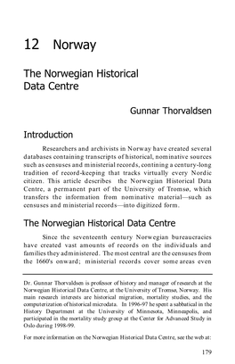 Norway — the Norwegian Historical Data Centre