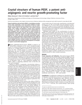 Crystal Structure of Human PEDF, a Potent Anti- Angiogenic and Neurite Growth-Promoting Factor