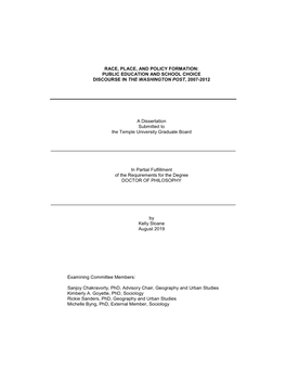 Public Education and School Choice Discourse in the Washington Post , 2007-2012