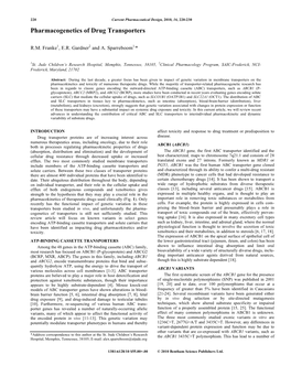 Pharmacogenetics of Drug Transporters