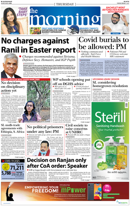 No Charges Against Ranil in Easter Report