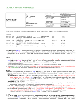 TAILORMADE PEDIGREE for WALDGEIST (GB)