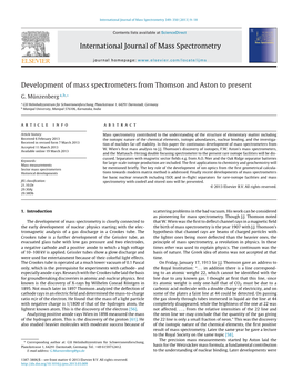 Development of Mass Spectrometers from Thomson and Aston to Present