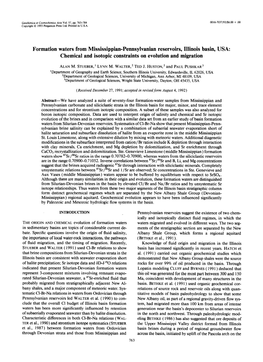 Formation Waters from Mississippian-Pennsylvanian Reservoirs, Illinois Basin, USA: Chemical and Isotopic Constraints on Evolution and Migration