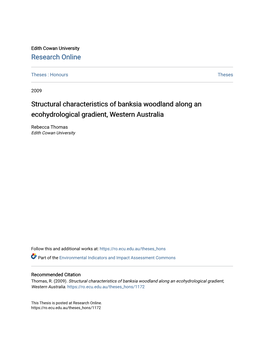 Structural Characteristics of Banksia Woodland Along an Ecohydrological Gradient, Western Australia