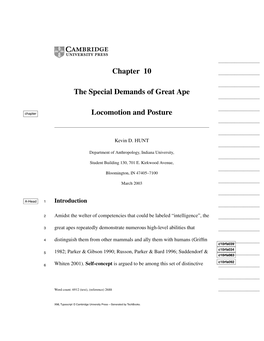 Chapter 10 the Special Demands of Great Ape Locomotion And