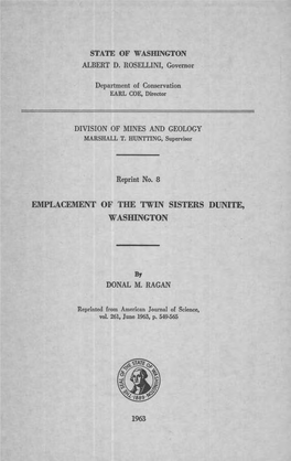 Reprint 8. Emplacement of the Twin Sisters Dunite, Washington