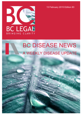 Bc Disease News a Weekly Disease Update