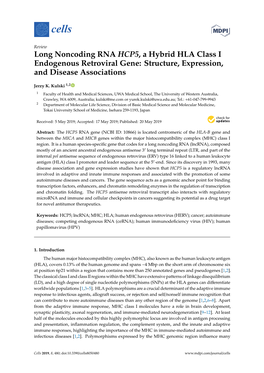 Long Noncoding RNA HCP5, a Hybrid HLA Class I Endogenous Retroviral Gene: Structure, Expression, and Disease Associations