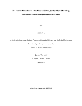 Mineralogy, Geochemistry, Geochronology and Ore