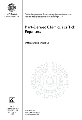 Plant-Derived Chemicals As Tick Repellents