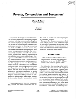 Forests, Competition and Succession'