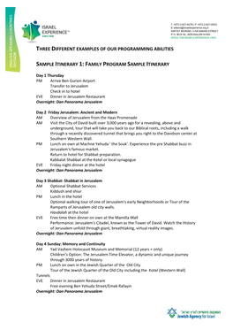 Sample Itinerary 3: Jordan and Israel Sample Itinerary