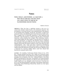 A Case for a Multifactor Balancing Test As a Solution to Abuse of Nationwide Injunctions