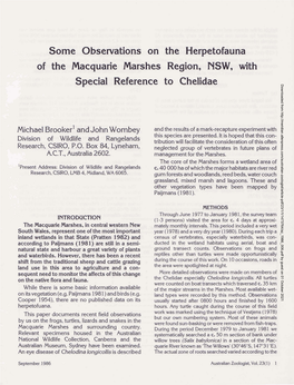 Some Observations on the Herpetofauna of the Macquarie Marshes Region, NSW, With