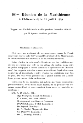 68Me Réunion De La Murithienne À Châteauneuf, Le 22 Juillet 1929