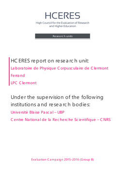 Laboratoire De Physique Corpusculaire De Clermont LPC