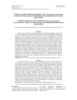 HÁBITOS ALIMENTARIOS DEL BAGRE “LIFE” Trichomycterus Punctulatus (VALENCIENNES, 1846) (ACTINOPTERYGII, SILURIFORMES) EN EL RÍO PISCO, PERÚ