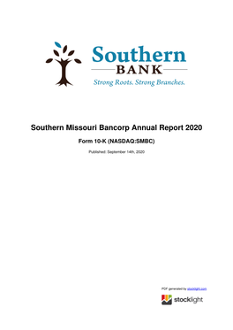 Southern Missouri Bancorp Annual Report 2020