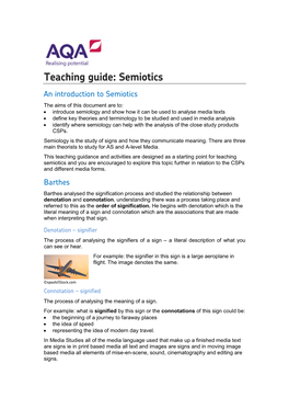 Teaching Guide: Semiotics