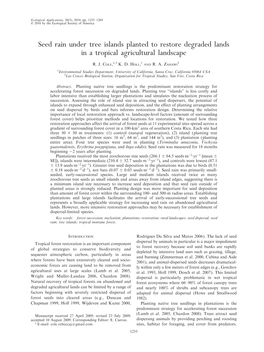 Seed Rain Under Tree Islands Planted to Restore Degraded Lands in a Tropical Agricultural Landscape