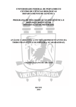 Universidade Federal De Pernambuco Centro De Ciências Biológicas Departamento De Genética Programa De Pós-Graduação Em