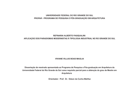 Programa De Pesquisa E Pós-Graduação Em Arquitetura