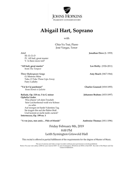 Abigail Hart, Soprano