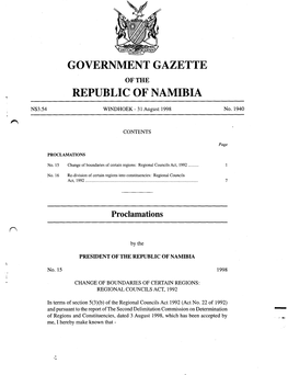 Government Gazette Republic of Namibia