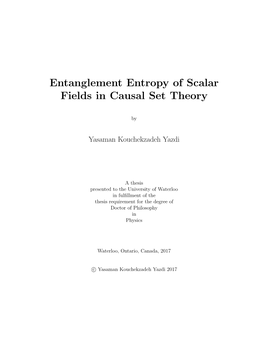 Entanglement Entropy of Scalar Fields in Causal Set Theory