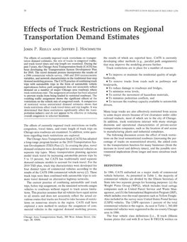 Effects of Truck Restrictions on Regional Transportation Demand Estimates