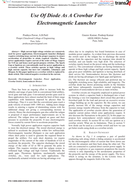 Use of Diode As a Crowbar for Electromagnetic Launcher
