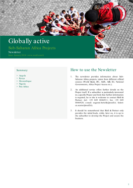 Globally Active Sub-Saharan Africa Projects Newsletter Issue: January 2014·