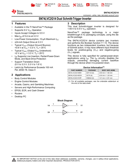 SN74LVC2G14 Dual Schmitt-Trigger Inverter Datasheet