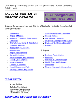 UCA Bulletin 1998-2000