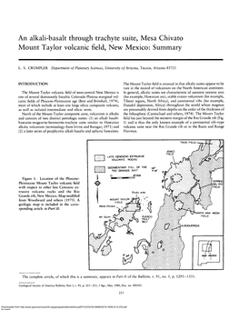 An Alkali-Basalt Through Trachyte Suite, Mesa Chivato Mount Taylor Volcanic Field, New Mexico: Summary