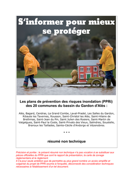 Les Plans De Prévention Des Risques Inondation (Ppri) Des 20 Communes Du Bassin Du Gardon D'alès : * * * Résumé Non Techniqu