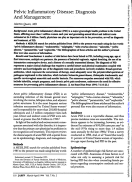 Pelvic Inflammatory Disease: Diagnosis I and Management