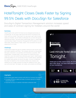 Hoteltonight Closes Deals Faster by Signing 99.5% Deals With